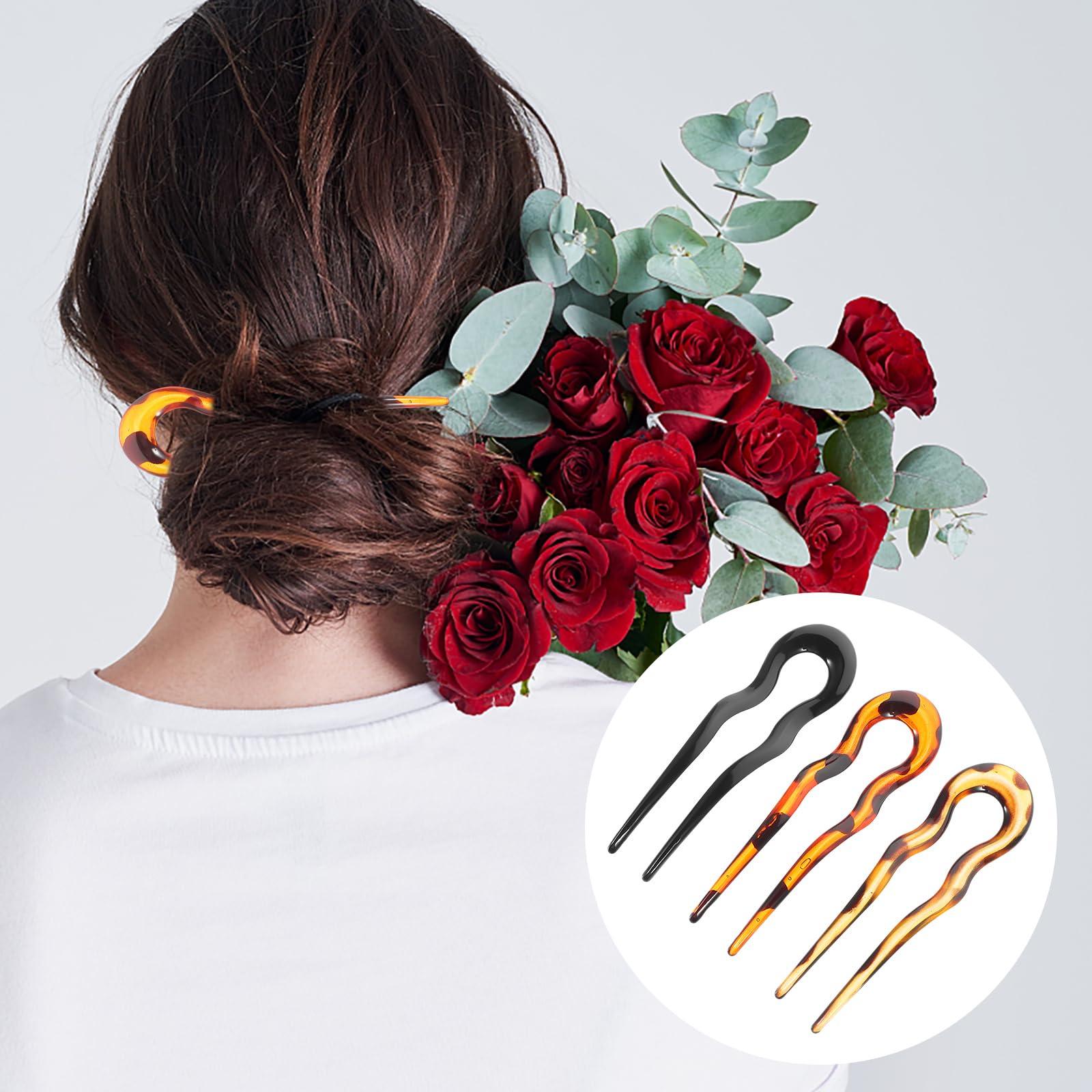 minkissy minkissy French Hair Pin for Buns U Shaped 3pcs Hair Forks French Hair Pins Vintage Hair Bun Sticks Chignon Pin Women Updo Hair Accessories