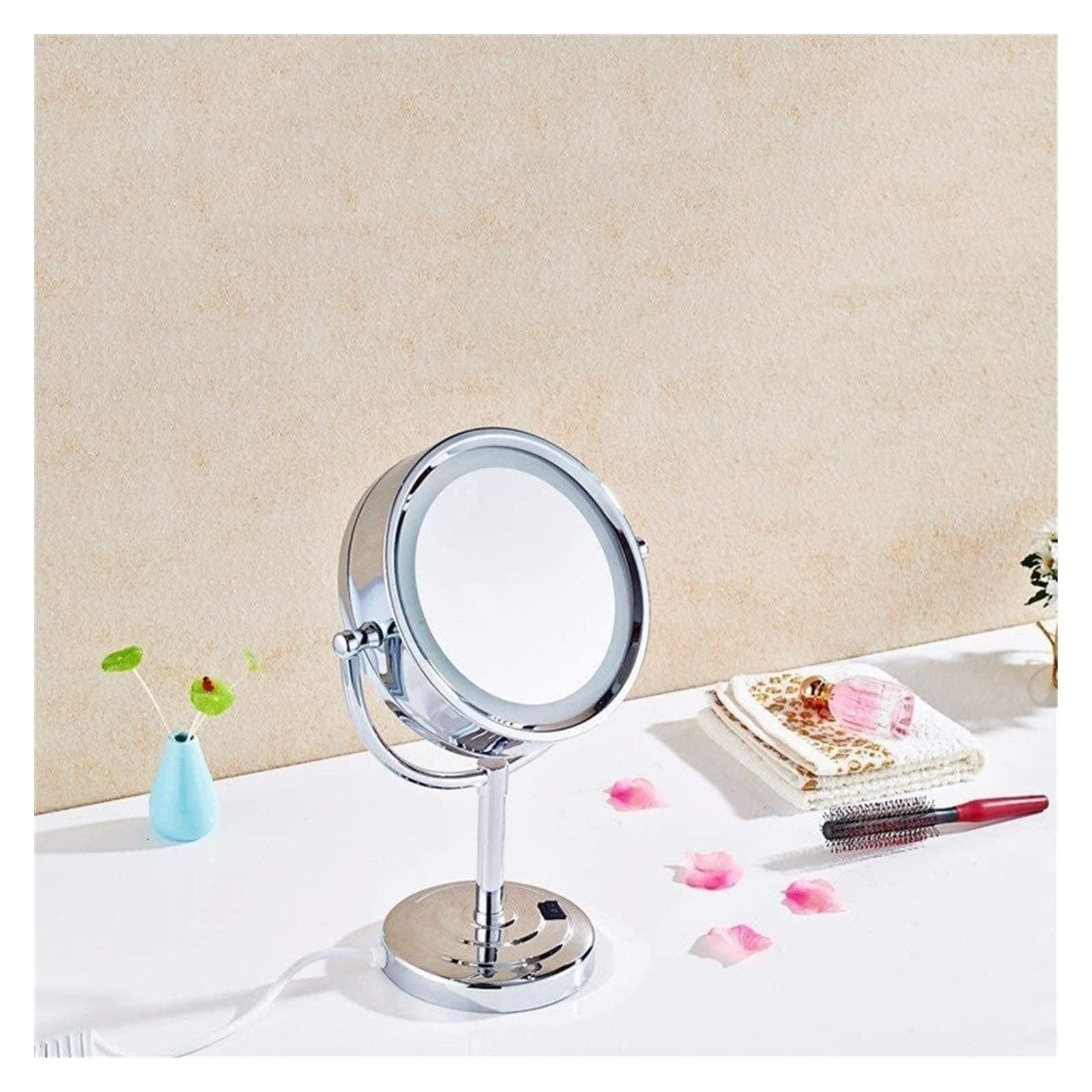 IIUUAYUVI IIUUAYUVI Wall-Mounted Makeup Mirror Quality 8.5 Inch Desktop LED Makeup Mirror Brushed Nickel Double Sided 3X Magnified Lighted
