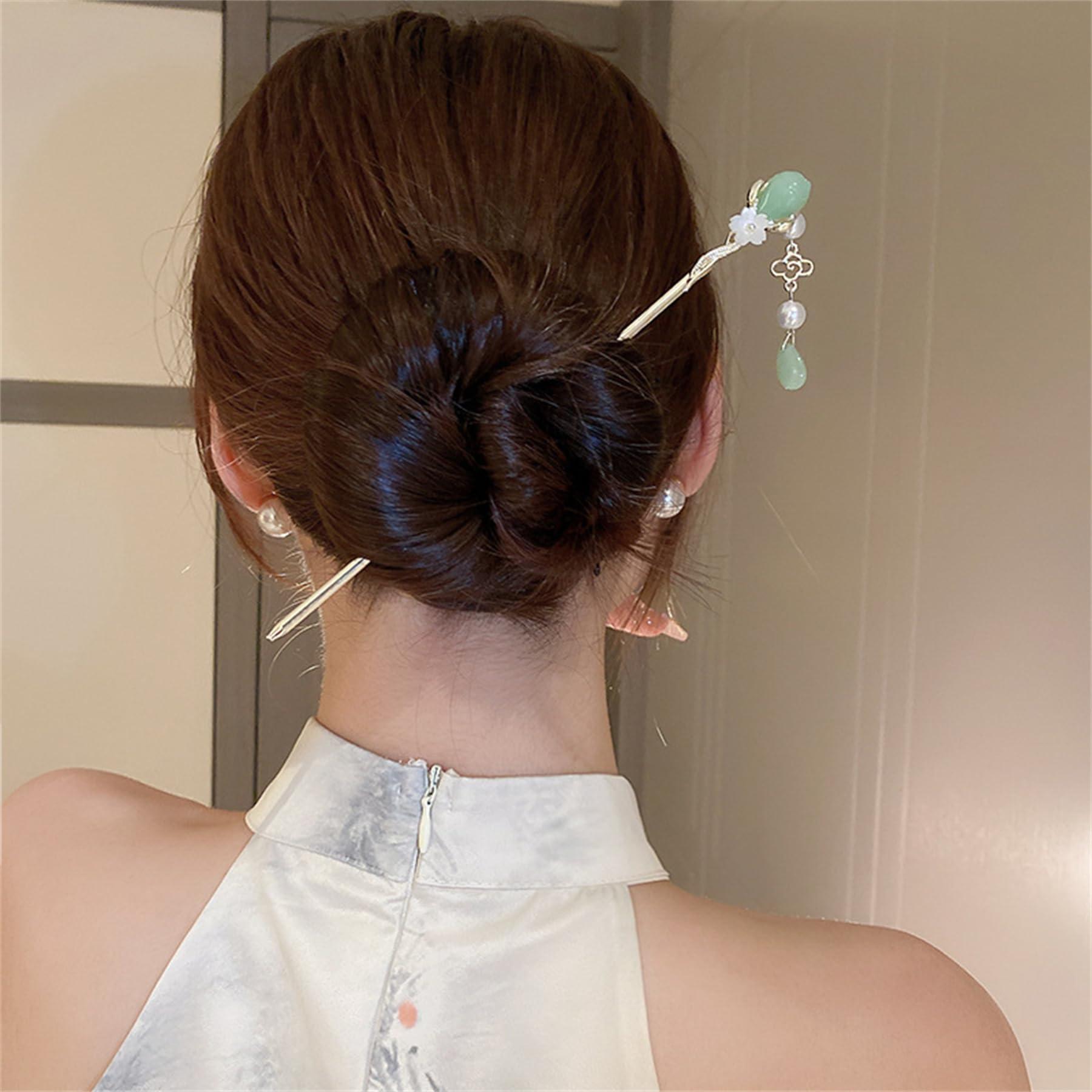 Bincout Meerore 2PCS Metal Flower Hairpins Hair Stick Fork Sticks French Hair Pin Buns Hair Accessories for Women Girls