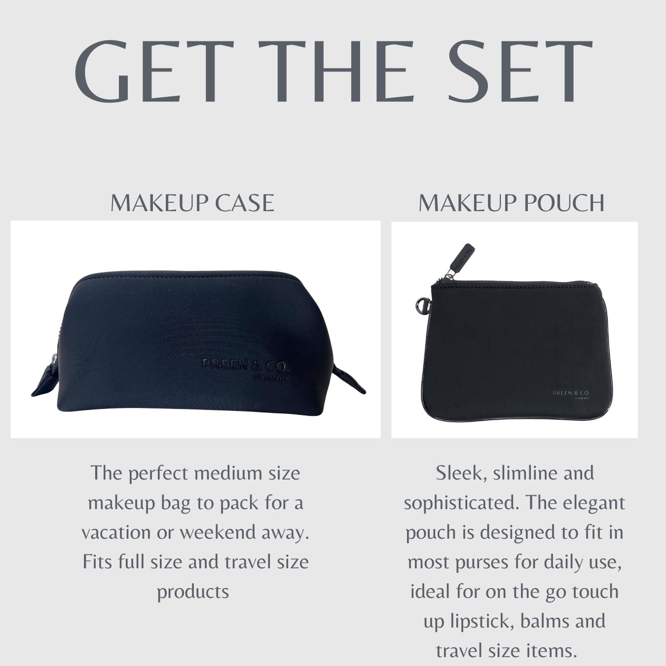 PREEN AND CO HAWAII Small heat-resistant makeup bag, beauty case. Insulated cosmetic bag helps protect makeup from melting, spoiling and expiring quickly. Heat proof makeup bag for car (Case, Black Case)