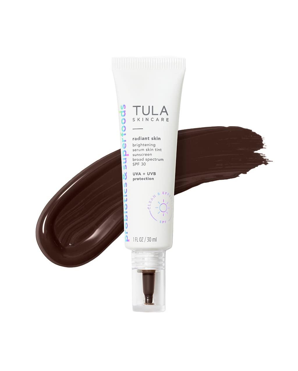 TULA TULA Skin Care Radiant Skin Brightening Serum Skin Tint SPF | Facial Sunscreen Provides Broad Spectrum SPF 30 Protection, Tinted, Serum-Light Formula Brightens and Evens Skin | Shade 30, 1.0 fl. oz.