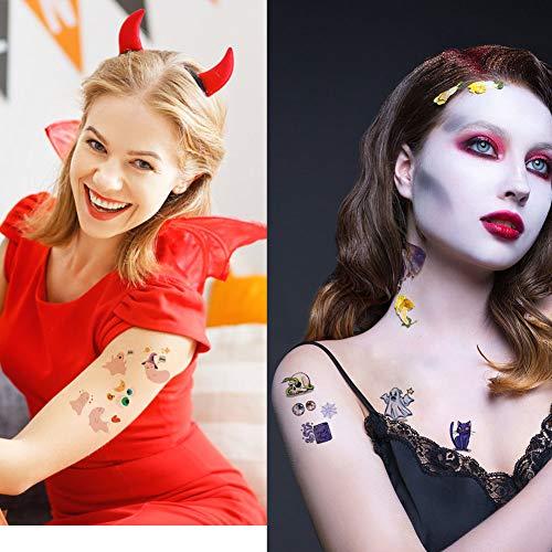 Fanoshon Fanoshon Halloween Small Temporary Tattoo for Kids Girls Boys, 15 Sheets Children Cute Cartoon Fake Body Stickers, Goody Bags Fillers Trick Or Treat Favors - Pumpkin/Skull/Ghost/Monster Supplies