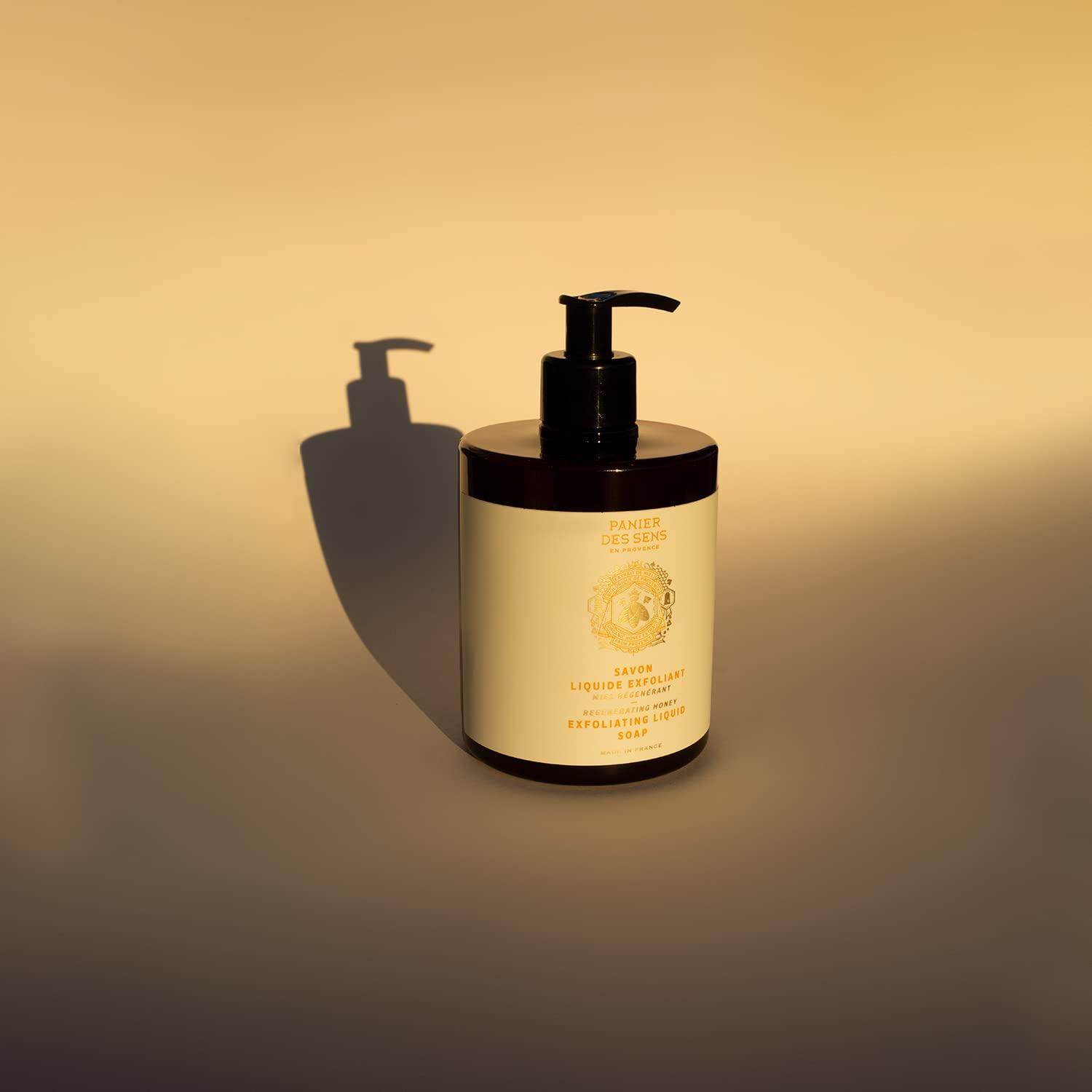 Panier des Sens Panier des Sens - Liquid Hand Soap Honey Exfoliating Hand Wash - French Marseille Moisturizing Soap with Coconut Oil - Refillable Kitchen & Bathroom Hand Soap - 97% Natural Ingredients -16.9 Fl.oz