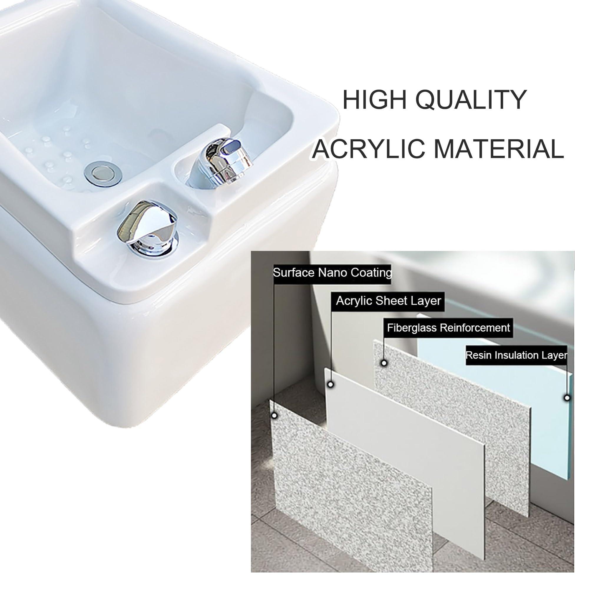 SRDCAIM Square Acrylic Foot Soaking tub, Massage Foot Bath, Pedicure Bowl, Pedicure Foot Spa with Underground Acupuncture Point Massage, for Home Spa Treatment Pedicure Chair Shampoo Sink