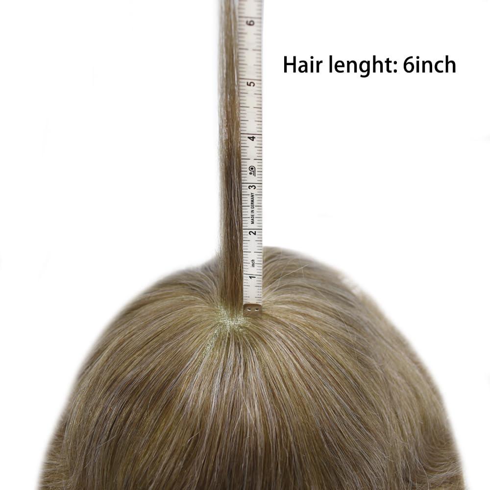 Hair Wonders Hair Wonders Hair System For Men Swiss Lace Men Toupee Hair Piece For Men Lace Front Toupee For Men Real Human Hair Mens Hair Replacement System 7x9-90% light density#740 7# VERY LIGHT BROWN+40% GREY