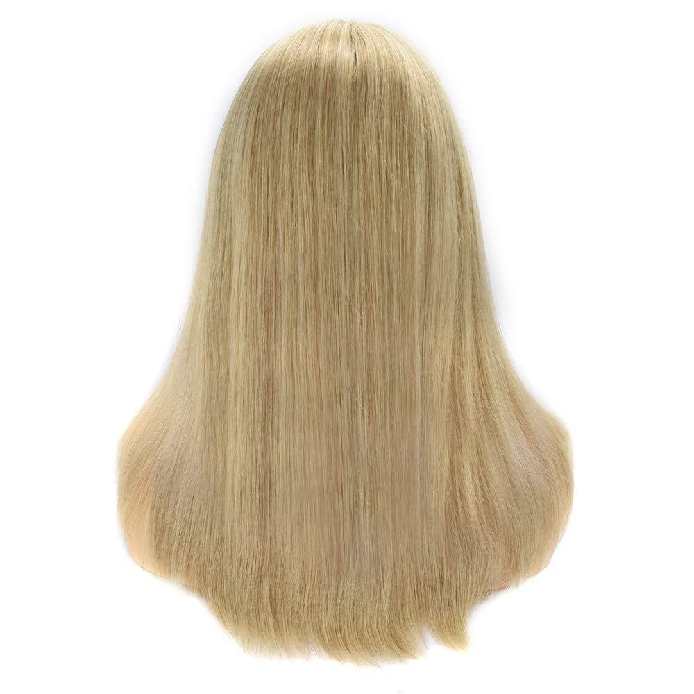 LHC Hand-Tied Mono Top Wig Brown Blonde Straight Synthetic Hair Monofilament Wigs (#P613)
