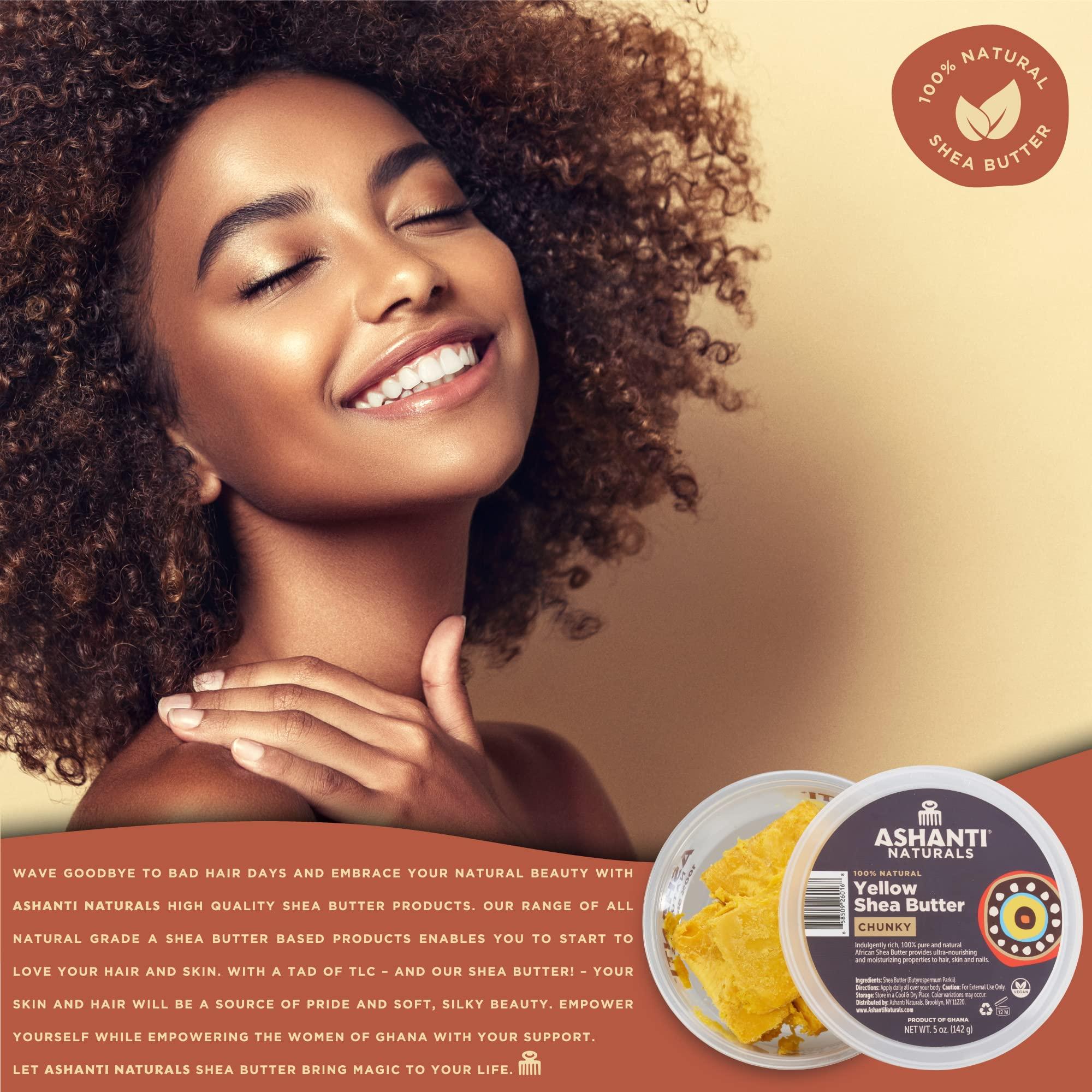 Ashanti Naturals Ashanti Naturals Yellow Chunky Raw Shea Butter | Unrefined African Shea Butter from Ghana | 100% Natural Moisturizer, No Additives - 5 oz