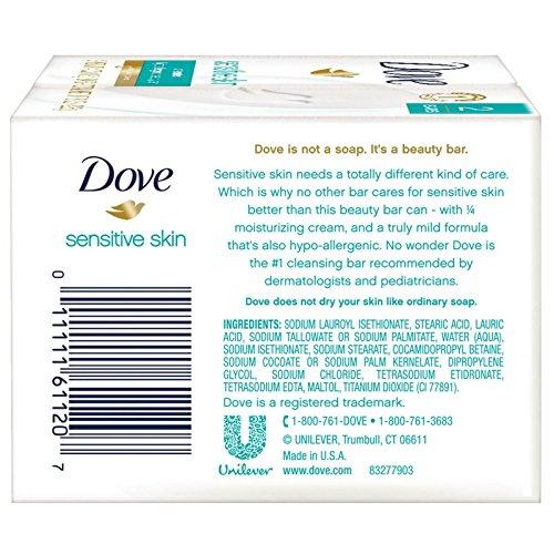Dove Dove Sensitive Skin Unscented Hypo-Allergenic Beauty Bar 4 oz, 2 ea (Pack of 24)