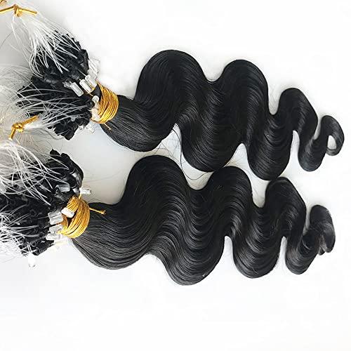 YiXing Body Wave Micro Loop Hair Extensions Human Hair 200G YiXing Microlink Human Hair Extensions for Black Women Bead Hair 200 Strands ,1G/Strand Micro Loop Ring Hair Extension Wavy Brazilian Hair 10Inch