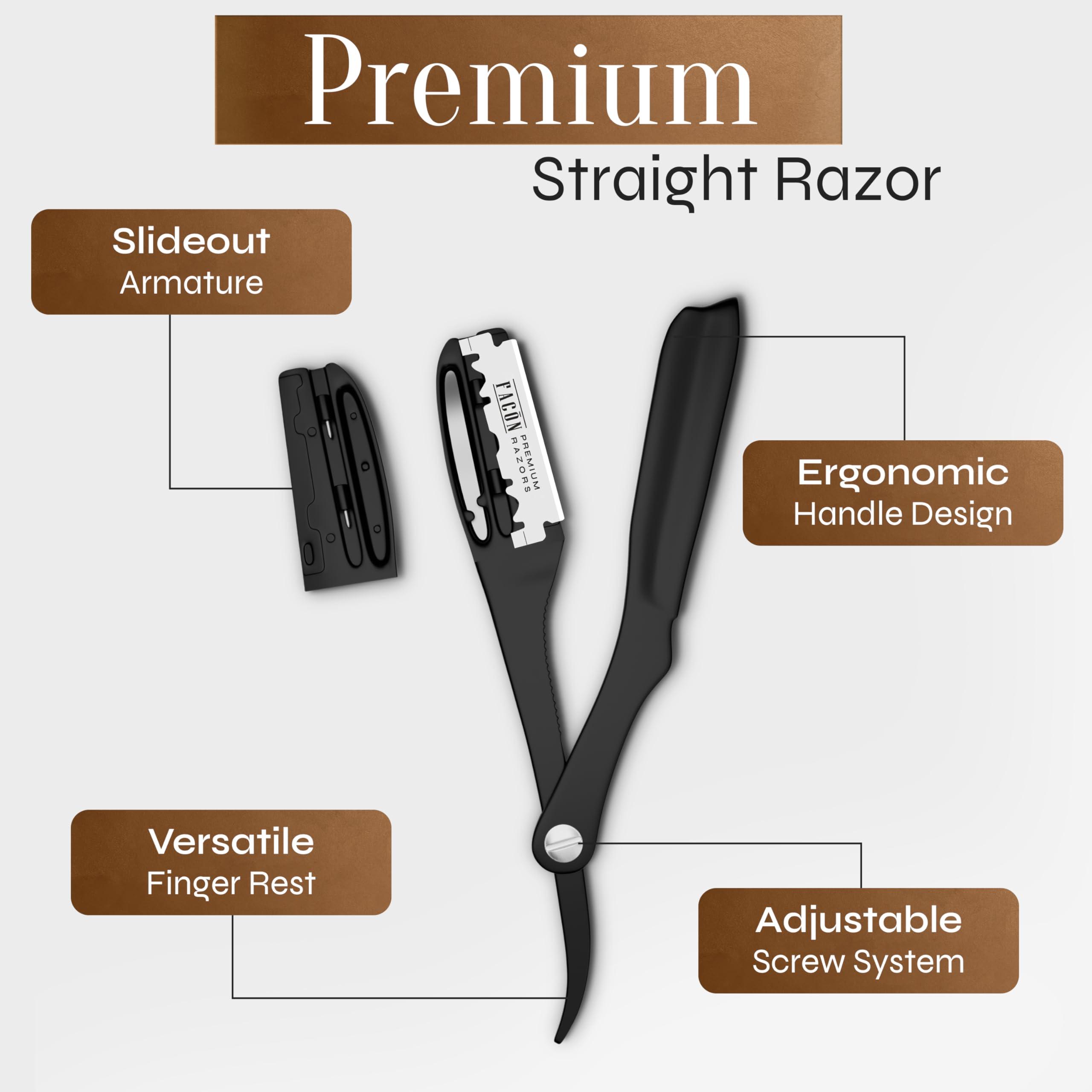 FACON Facn Straight Razors for Men - Professional Barber Straight Edge Razor Kit with 100 Blades,Japanese Stainless Steel Barbero Shaver for a Smooth & Precise Shave, Premium Barber Razor for Men's Shaving