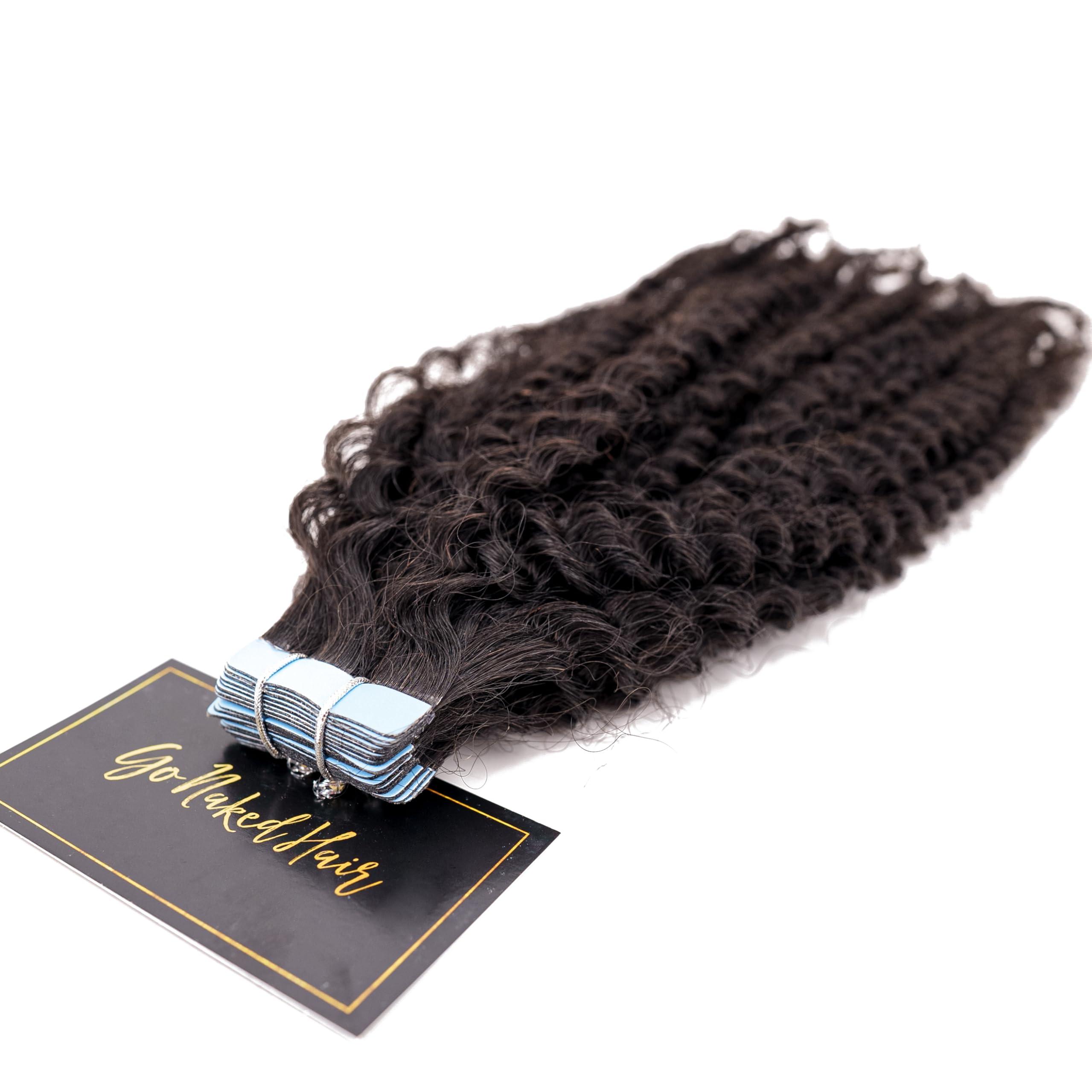 Go Naked Hair Go Naked Hair Tape In Hair Extensions - Natural Human Hair - Texture for Effortless Elegance and Natural Look - Pack of 1 (20 Inch (4B-4C Texture))