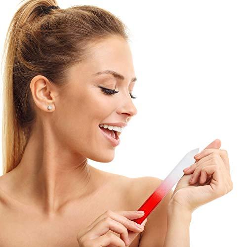 LPOne 6 Pcs Glass Nail File with Clear Protective Case,Crystal Fingernail Files,Professional Rainbow Colors Manicure,Double Sided Finger Nails Care for Women Girls(14 x 1 x 0.3 cm)