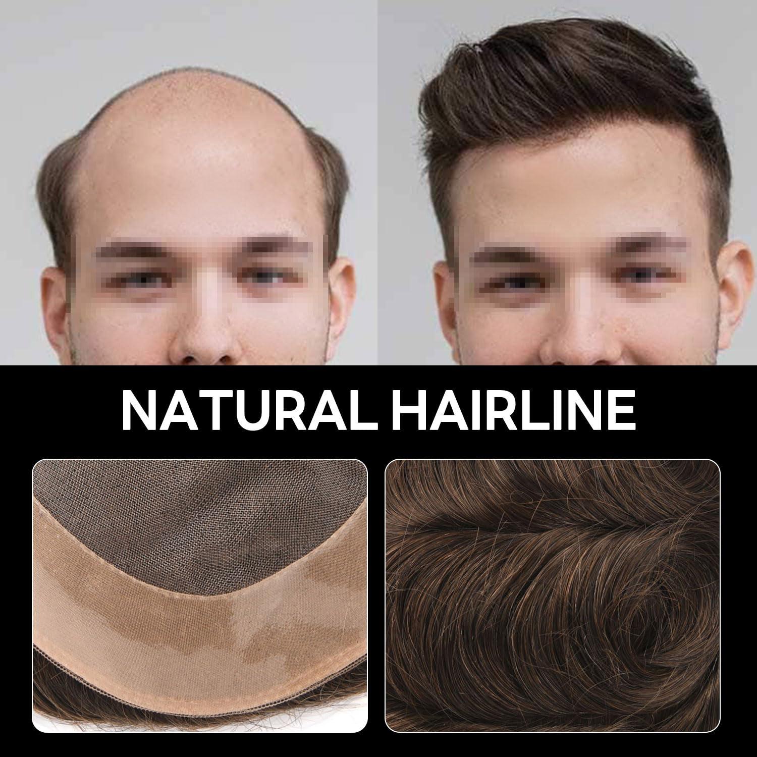 Generic Generic Hair System For Men Toupee Fine Mono Hair Piece European Human Hair Replacement NPU Skin Around Toupee For Men (20# Light Ash Blonde, 8x10\"\"-100% Light Med-Light Density)