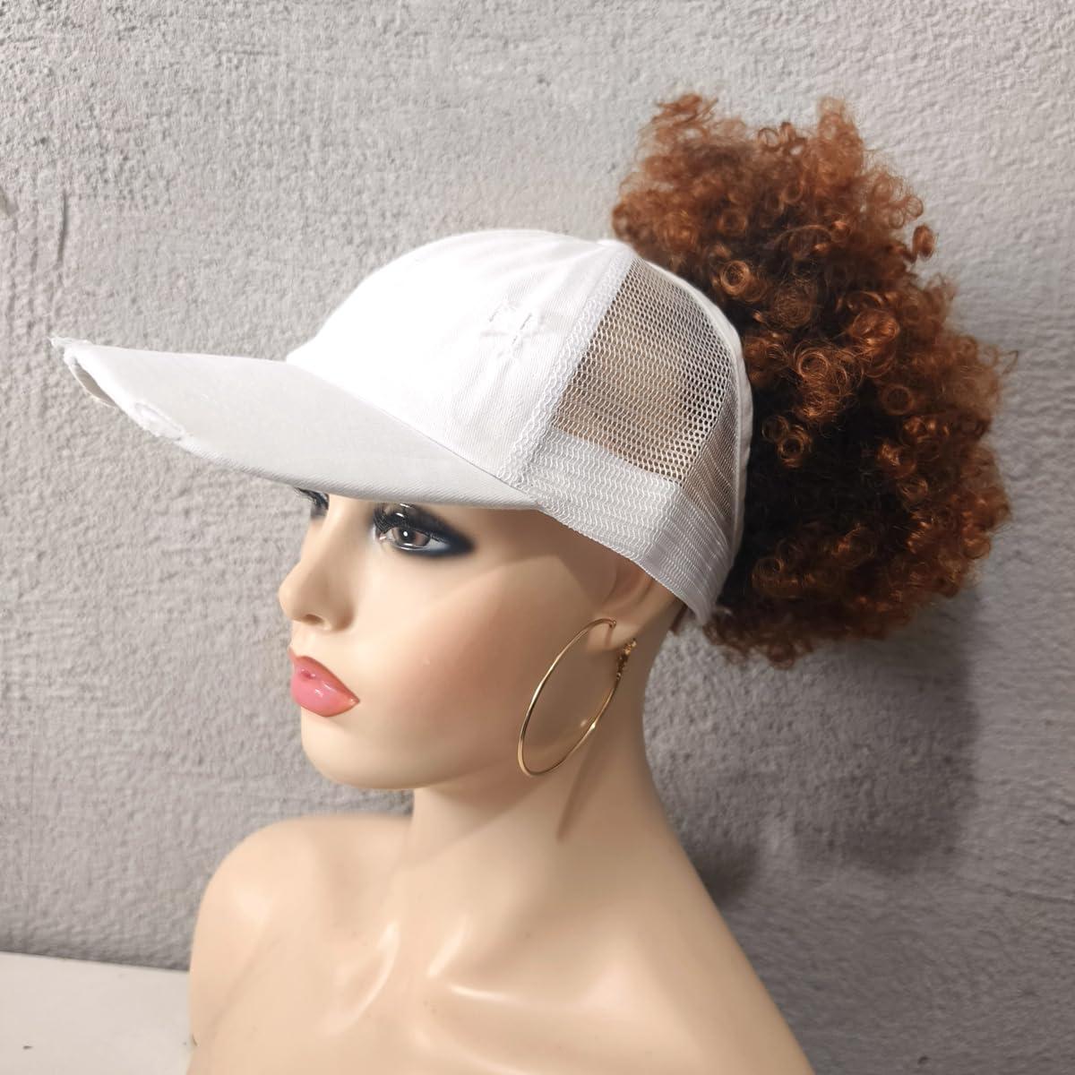 AICILY AICILY 2 Pack Backless Cap for Women Natural Curly Hair Hat Baseball Cap Afro Puff Ponytail Hat (S-blackwhite)