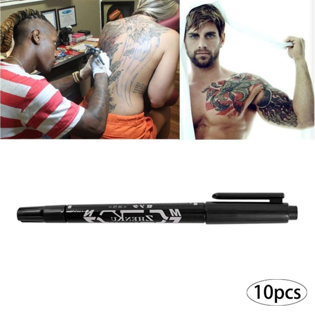 AEIOFU 10Packs Professional Body Art Pens Temporary Tattoo Marker Skin Marker Positioning Pen Permanent Makeup Body Art Beauty Tool(Black) Semi Permanent Tattoos Temporary Tattoo Pen