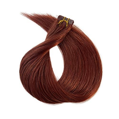 Munx Munx Real Hair Extension Dark Auburn Tape in Human Hair Extension 18inch 20pcs 40g Tape in Remy Silky Straight Natural Hair Extensions