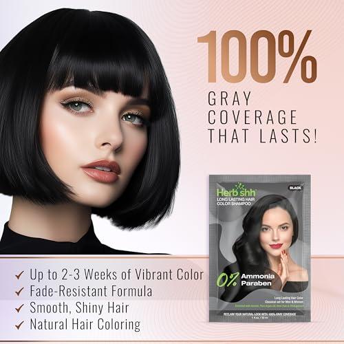 Herbishh Herbishh Travel Pack Hair Dye Color Shampoo in Sachet + 1pc Argan Hair Mask Sachet (Black, 5 sachets)