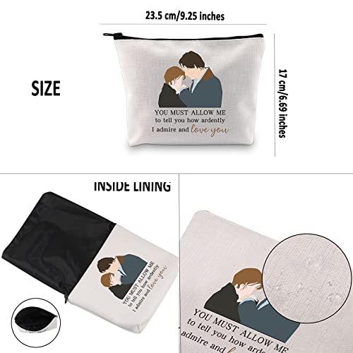 G2TUP G2TUP J Austen Gift Mr Darcy Makeup Bag Elizabeth Bennet Cosmetic Bag Classic Literary Gift Bookworm Gift Book Club Gift (Mr Darcy White Bag)
