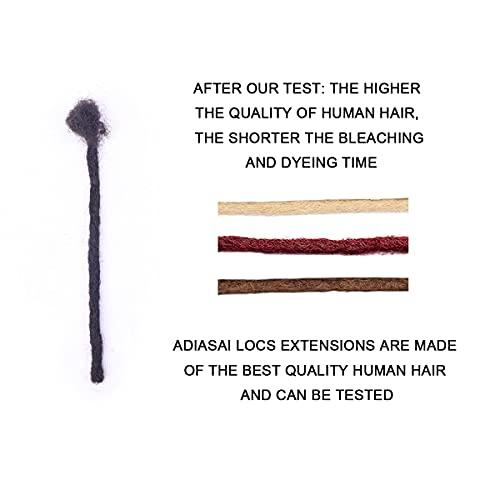 ADIASAI ADIASAI 0.6cm Width 14 Inch 60 Strands 100% Human Hair Loc Extensions, Full Handmade Dreadlock Extensions for Men Women Kids Can Be Dyed and Bleached with Needle and Comb