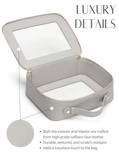 Popvibe Popvibe Slim Makeup Brush Bag Travel Clear Toiletry Bag for Women Cute Make Up Bag for Traveling Cosmetic Bag Organizer Waterproof Tansparent Beauty Makeup Case Blue Gray