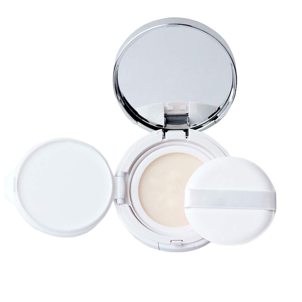 ericotry 15g 0.5oz Empty White Silver Edge Cosmetic Make-up Powder Container Air Cushion Puff Case Box With Sponge and Mirror for BB CC Liquid Foundation Cream