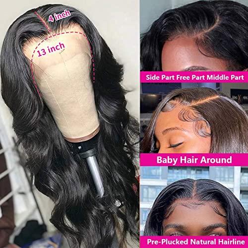 CITY GIRL 30 inch Lace Front Wigs Human Hair Pre Pluck 13X4 Transparent HD Body Wave Lace Front Wigs Human Hair with Baby Hair 180% Density Glueless Wigs Human Hair Pre Plucked for Black Women Natural Black