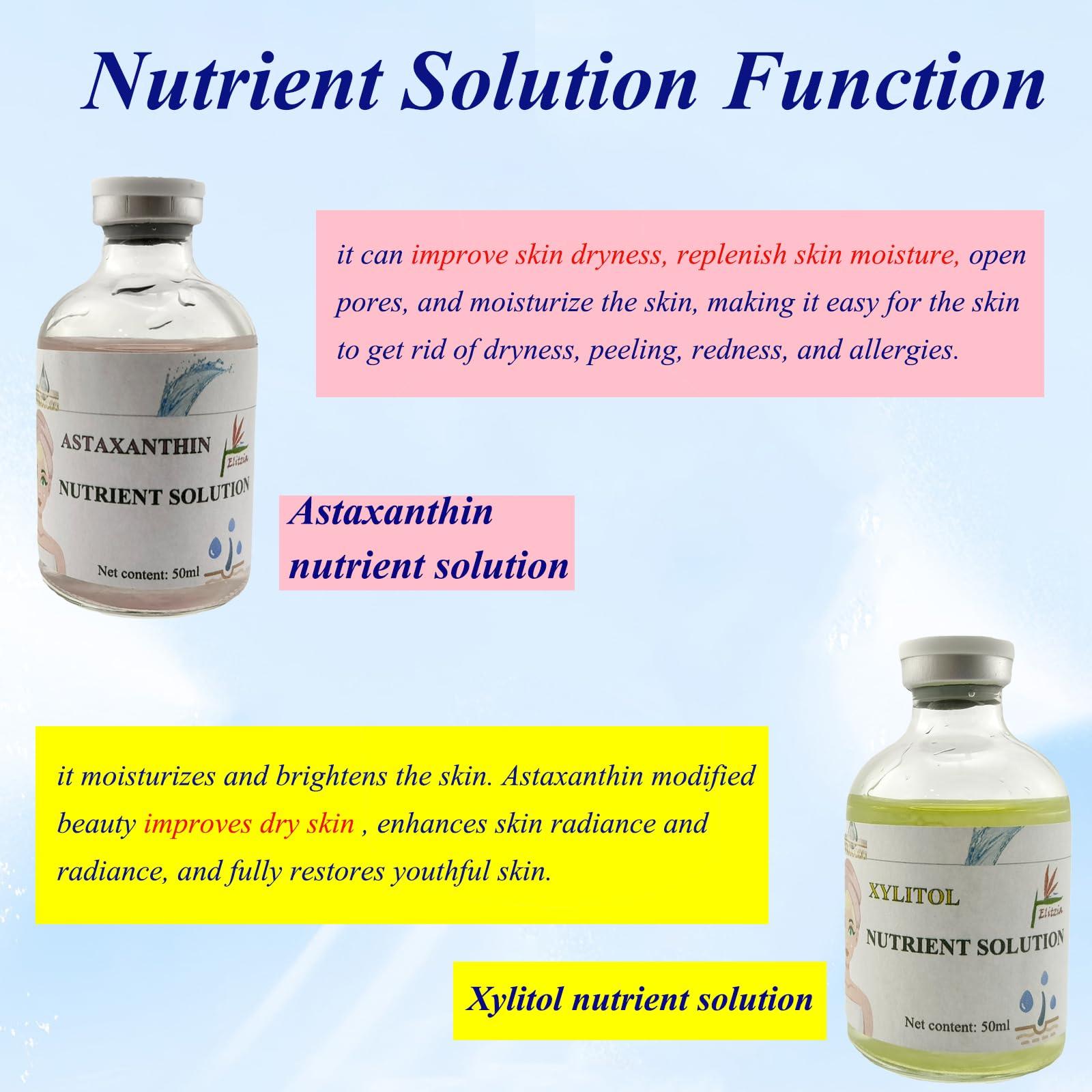 Elitzia Oxygen Facial Machine Oxygen Infusion Device Oxygen Sprayer Facial Nutrient Solution Set SPA Skincare Facial Machine Anti Aging Beauty Salon Machine 1.69fl.oz Per Bottle Eitzia