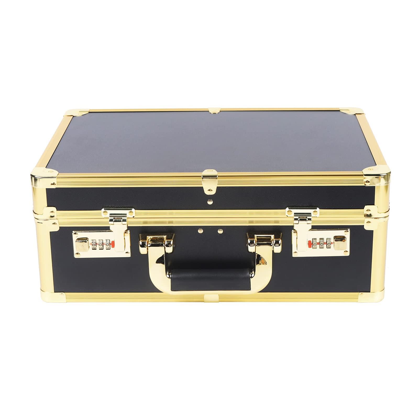 Fetcoi Fetcoi Barber Case Barber Carrying Case, Portable Hairdressing Tool Storage Barber Suitcase Barber Tool Box with Lock for Scissors Clippers Barber Supplies (Gold)