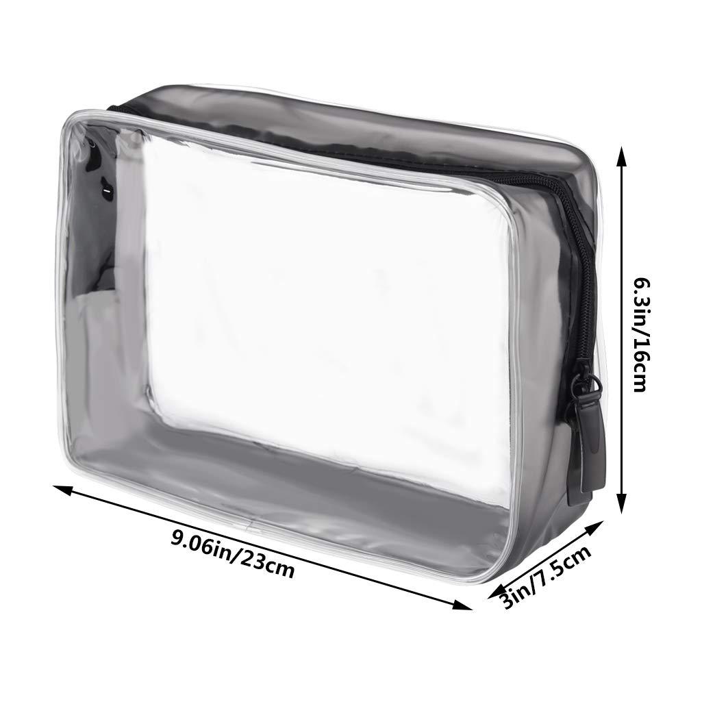 Wobe 5 Packs Clear Cosmetics Bag TSA Approved, Wobe PVC Zippered Toiletry Carry Pouch Portable Makeup Bag for Vacation Travel, Bathroom and Organizing Waterproof Makeup Vinyl Case (Large, Transparent)