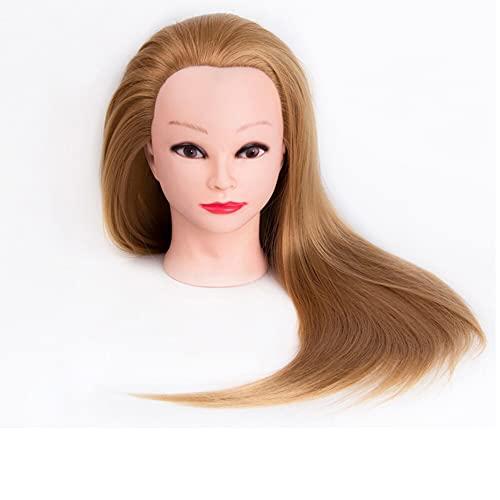 YYDS 65Cm Long Hair Training Head Training Head Hair Practice Barber Hairdressing Mannequin Head Practice Perming Hairs(6pcs Tools,Middle Part 1B#)