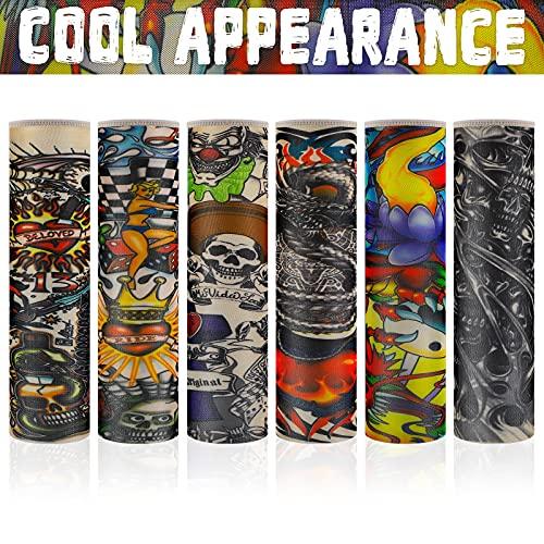 Hicarer 12 Pieces Tattoo Arm Sleeves for Kids Temporary Kids Tattoo Sleeve UV Sun Protection Kids Arm Sleeves (Rich Pattern)