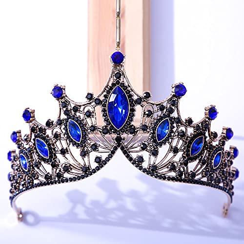 TRU65 TRU65 Black Tiara Crown For Wedding Birthday Party Hair Jewelry Queen Bridal Purple Crystal Crown Hair Accessories (purple black)