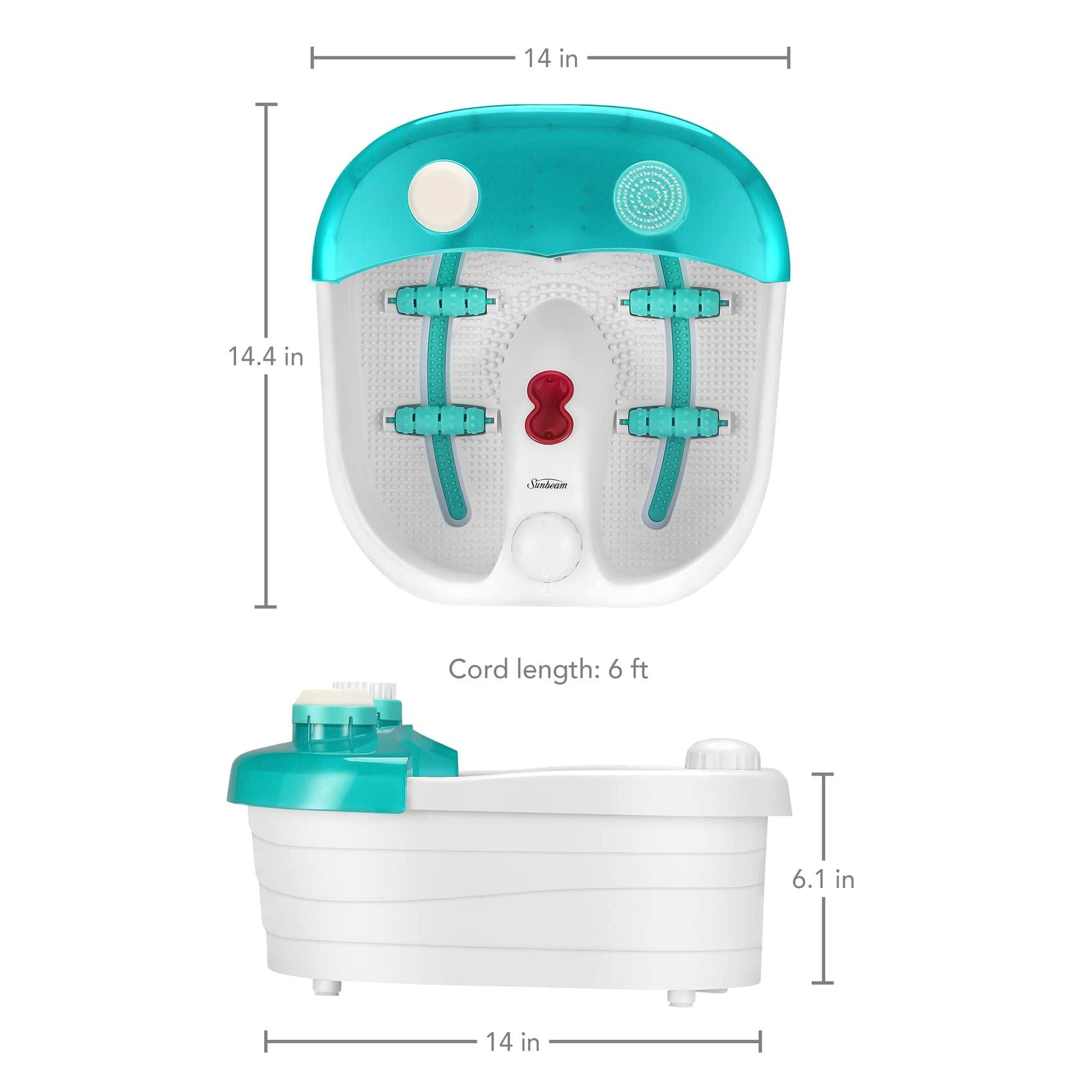 Sunbeam Sunbeam Deep Reservoir Aqua Therapy Foot Spa Foot Bath with Heat, Bubbles, Massage Rollers with Exfoliating Brush and Pumice Stone Pedicure Attachments, Extra Long Basin