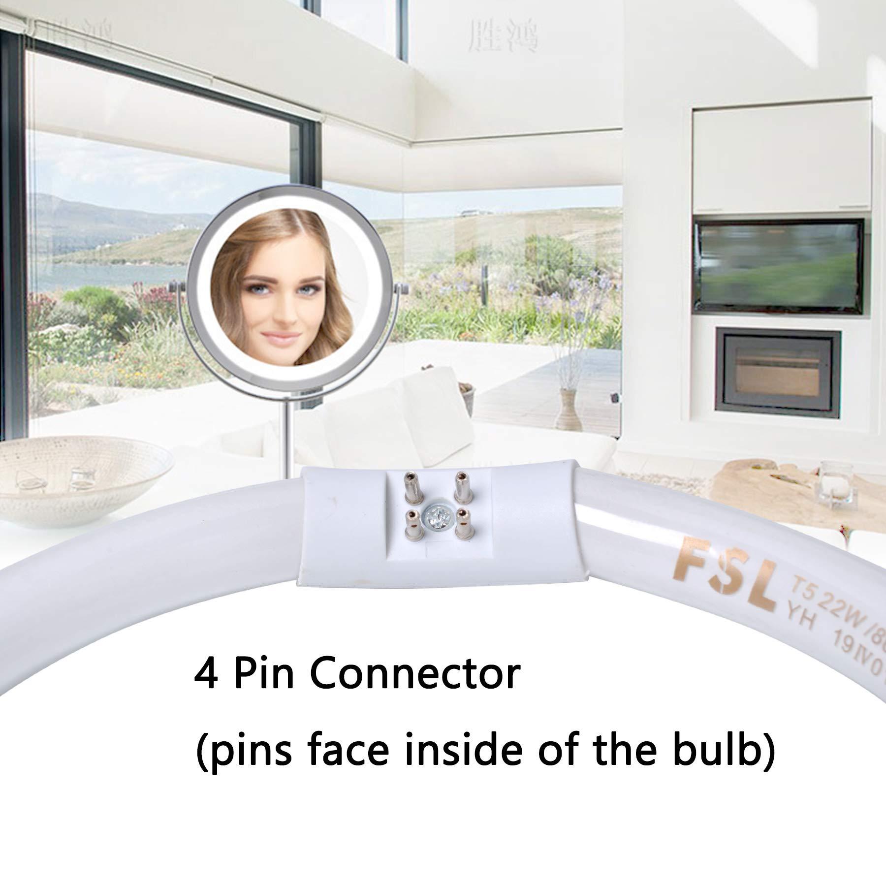 Poweka Poweka T5-22W Circular Bulb,7.25inch Round Mirror Light Bulb Replacement Compatible with Floxite/Zadro/Rialto Makeup Magnifying Vanity Mirror, Makeup Mirror Fluorescent Light Bulb