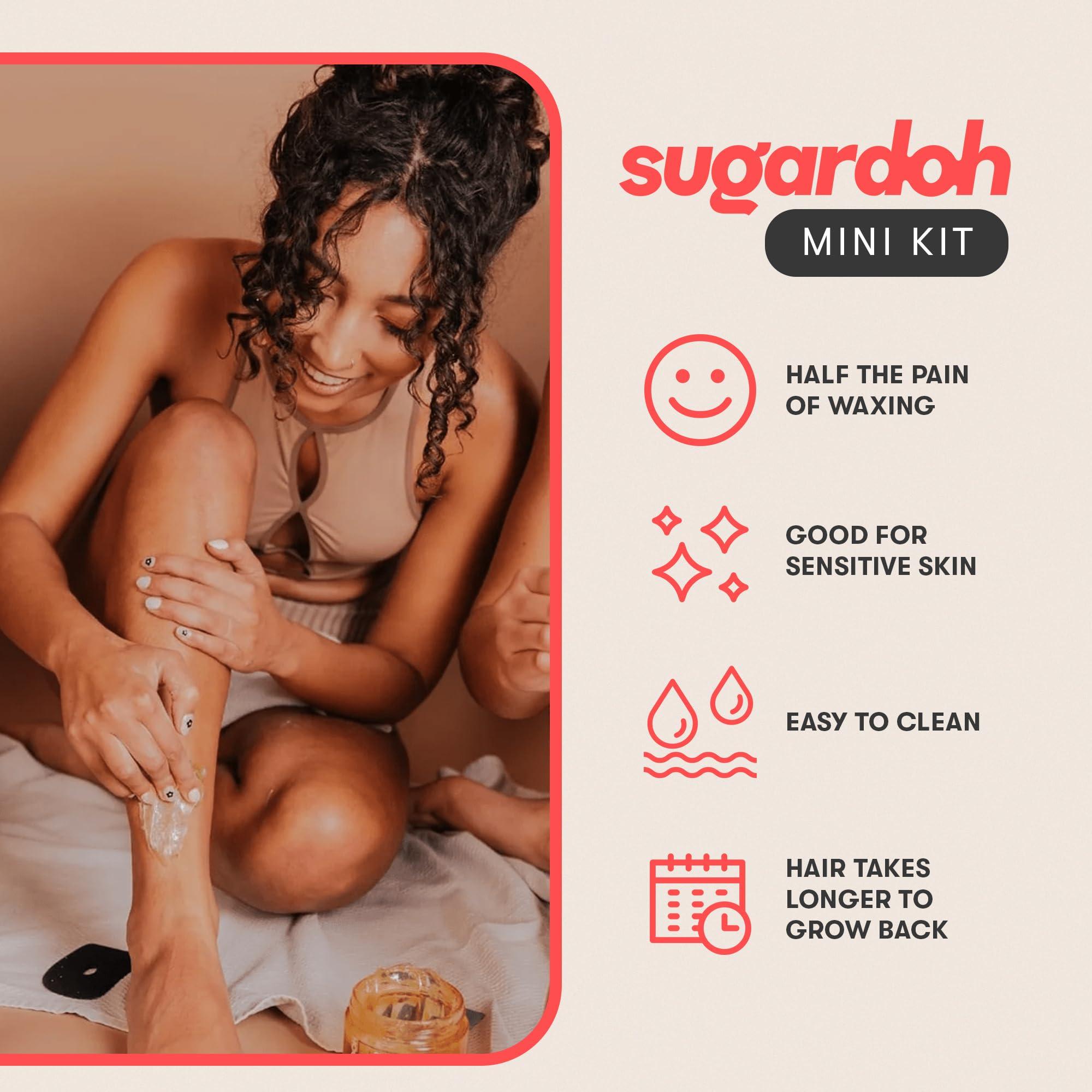 SUGARDOH Sugardoh Sugar Waxing Kit for Women As Seen On Shark Tank (Mini Kit Medium) Face, Arms, & Legs, Sugar Wax Hair Removal- Sugaring Tiktok Viral Products- Bikini Wax Kit for Women - Sugaring Kit