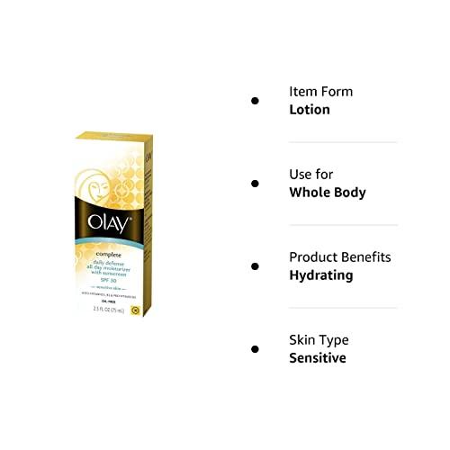 Olay OLAY Complete 30 Defense Daily UV Moisturizer, SPF 30, Sensitive Skin 2.50 oz (Pack of 4)