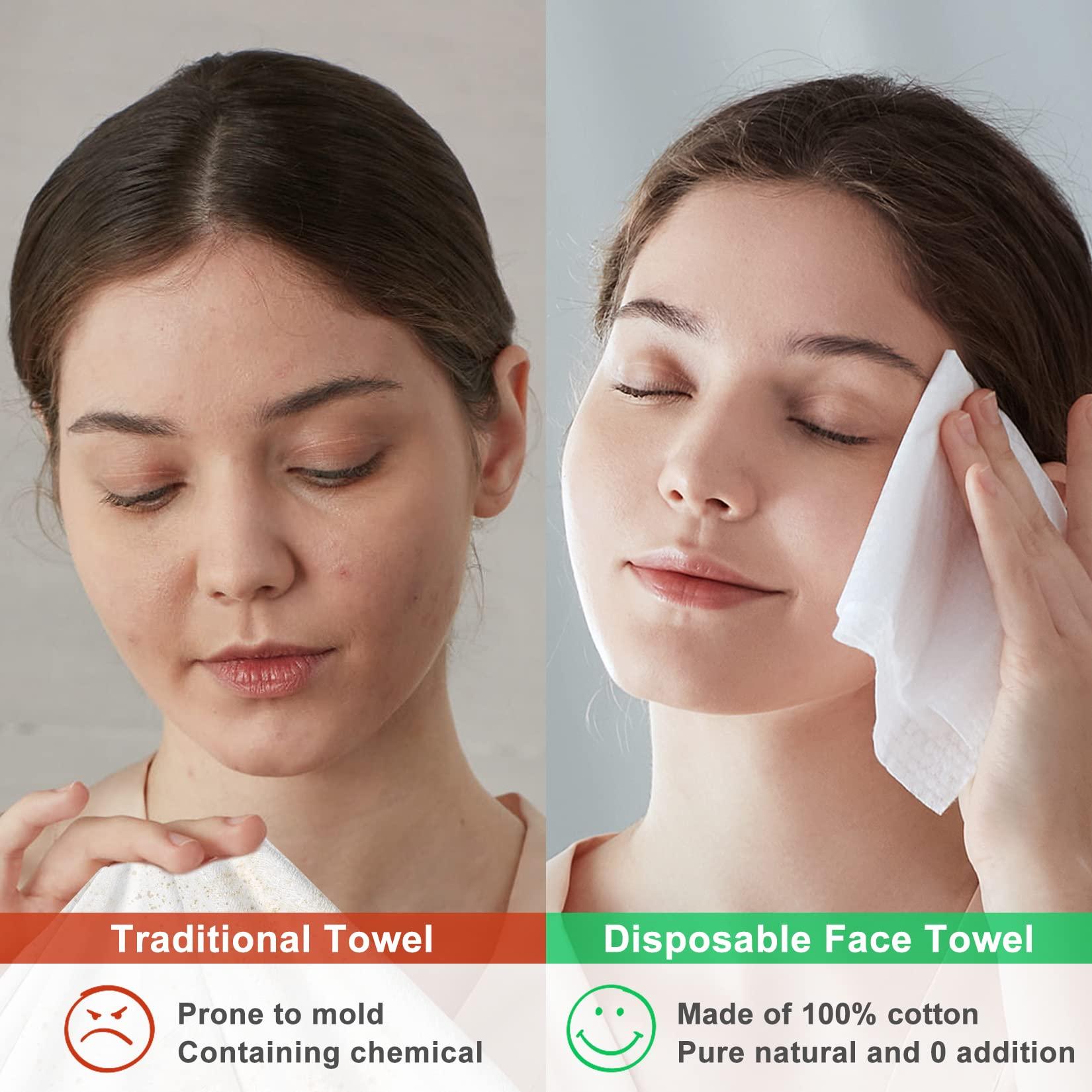 Winner Winner Disposable Face Towels | 100% USA Cotton Daily Face Towelettes, Double-sided Makeup Remover Dry Wipes, Super Soft and Thick Facial Towels for Sensitive Skin, 480 Count, 6 Pack