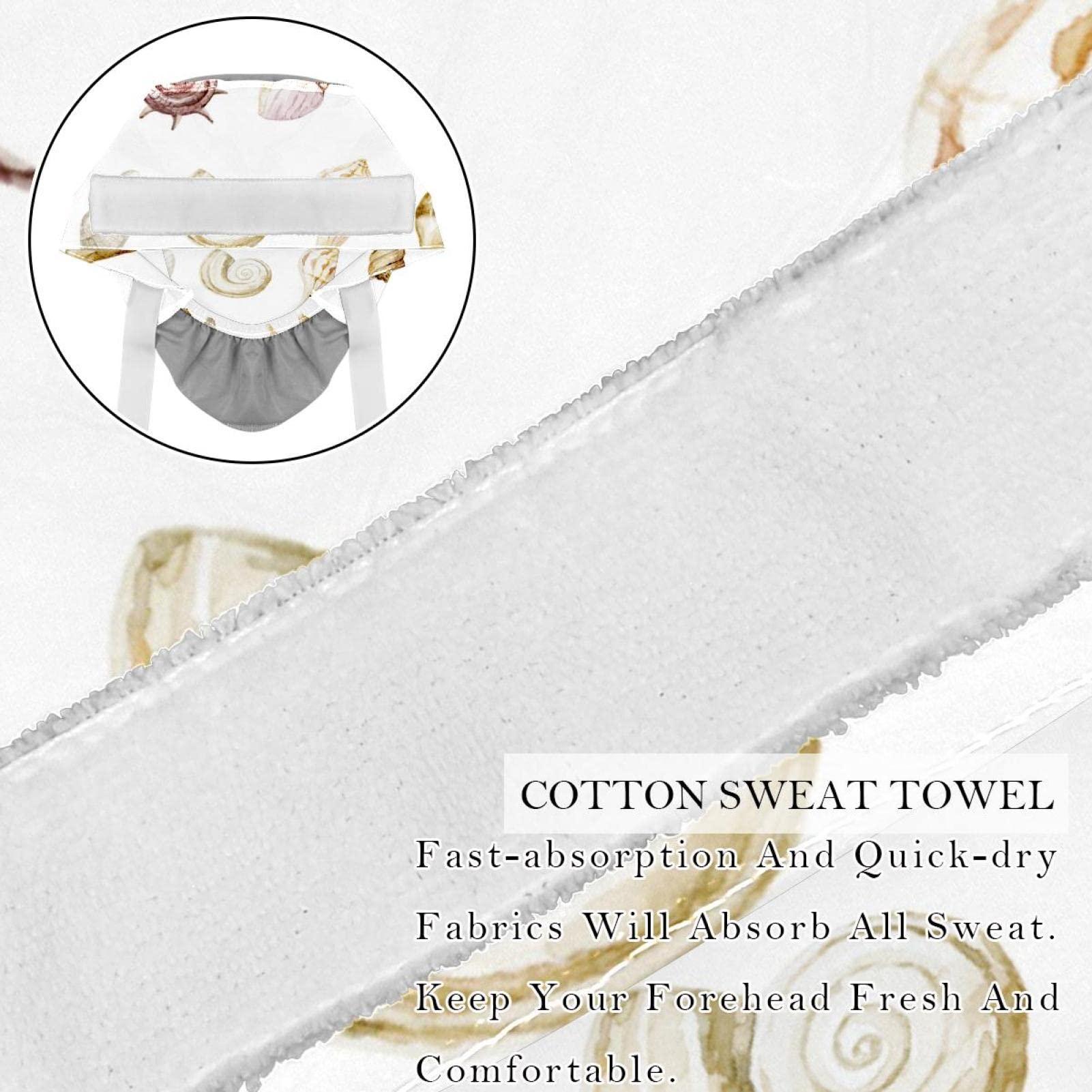 Lyetny Set of Shells Graphic Scrub Caps Hats Women Bouffant Working Hat Ponytail Holder for Women Long Hair Covers 2PCS