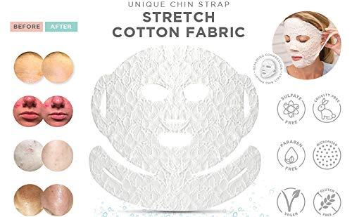 DERMOVIA LACE YOUR FACE Patented Compression Facial Mask, AS SEEN ON SHARK TANK, Reusable Biodegradable Cotton Anti Aging Skin Care, Brightening Bearberry, Single