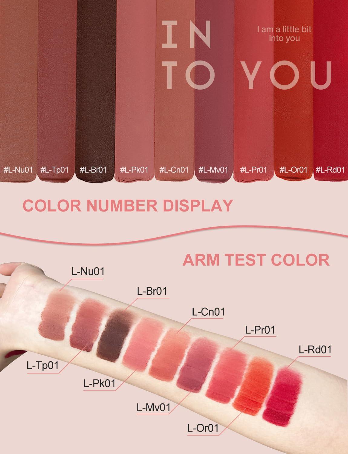 INTO YOU INTO YOU Matte Lipstick Velvet Lip Stain Lip Mud Long Lasting Waterproof Lipstick Lip Gloss Makeup Moisturizing Lipstick for Women(L-Pc01)