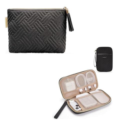 BAGSMART BAGSMART Small Cosmetic Bag with Small Electronic Organizer Bag Black