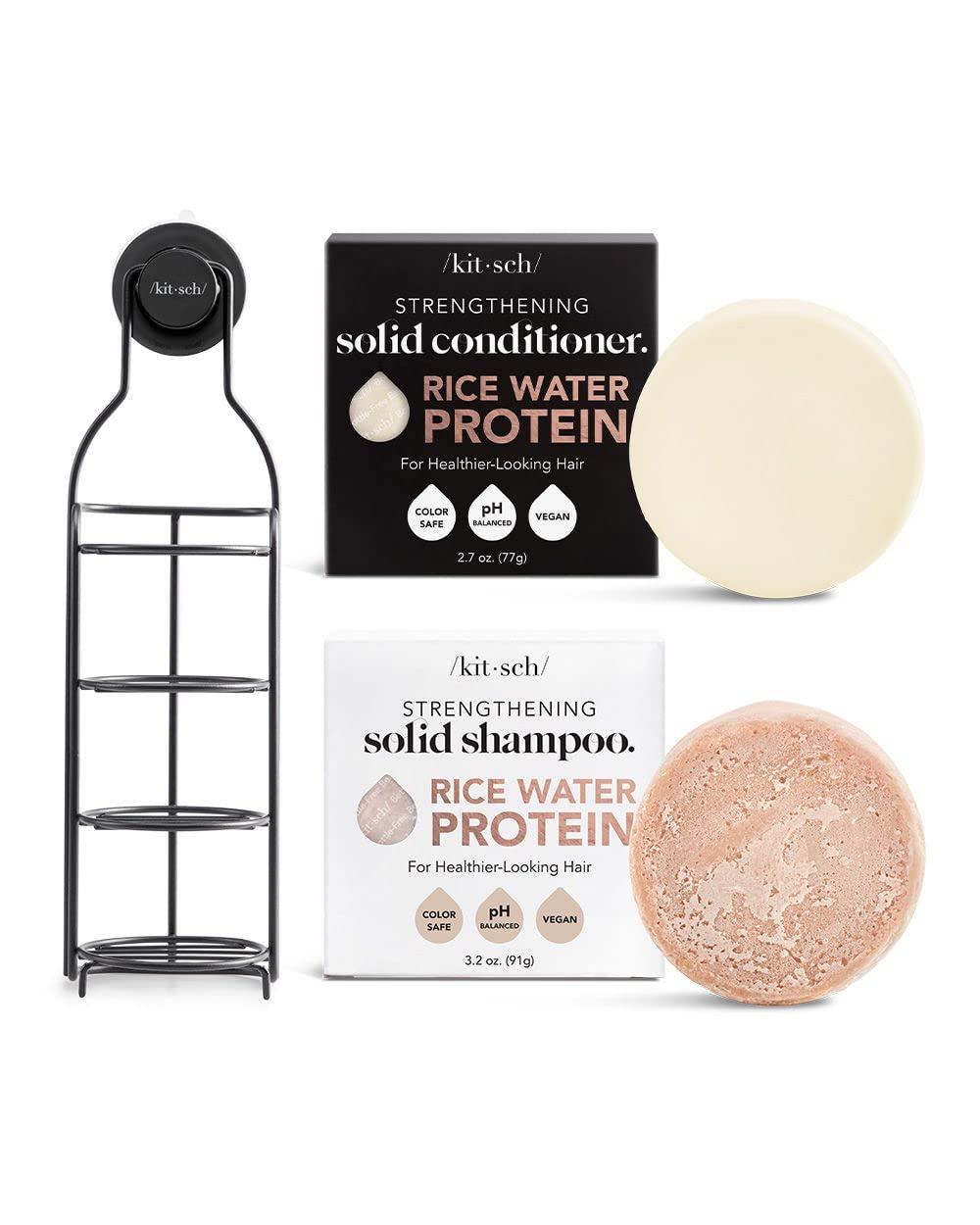 Kitsch Kitsch Rice Shampoo Bar, Rice Conditioner Bar and Self Draining Shower Caddy with Discount