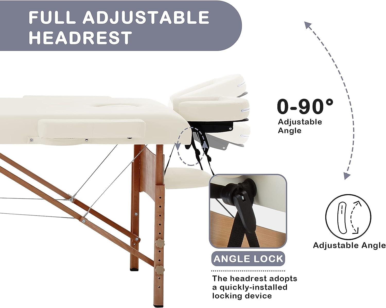 Capacmkseh 28 In Wide Massage Tables Portable Lash Bed 73 inch Tattoo Table, Height Adjustable Portable Spa Bed, 2 Folding Chiropractic Table w/Carry Case/Face Cradle/Hand Pallet for Travel Physical Therapist