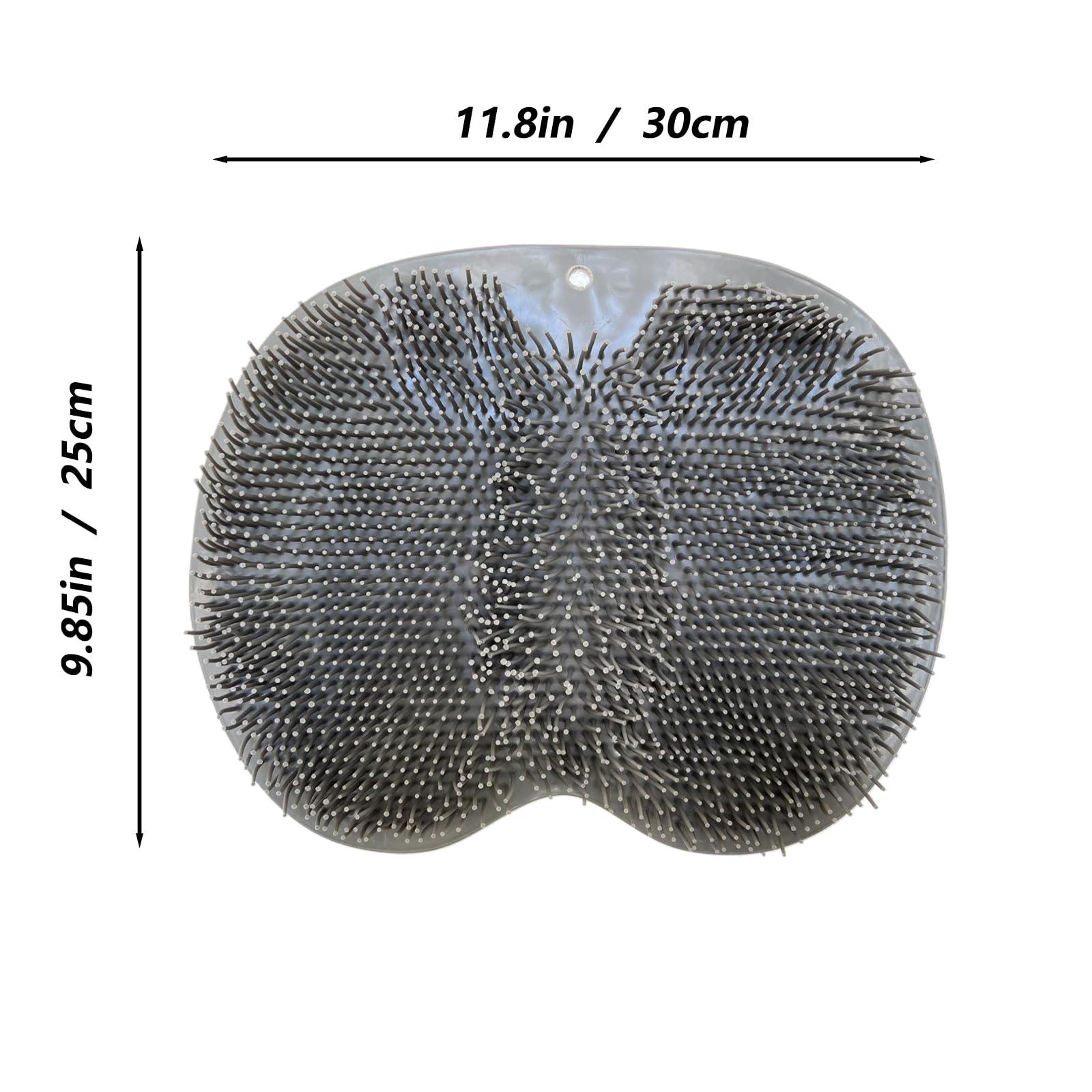 Easkite Shower Foot and Back Scrubber Mat,Wall Mounted Shower Foot Scrubber with Suction Cups,Exfoliating Silicone Massage Foot Cleaner for Shower(Grey)