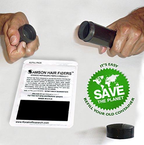 SAMSON HAIR FIBERS Samson Hair Fibers for Thinning Hair - 100% Undetectable Natural Formula - Completely Conceals Hair Loss in Seconds. Covers bald spots. Thicken your hair instantly - 25 Gram Container (AUBURN)