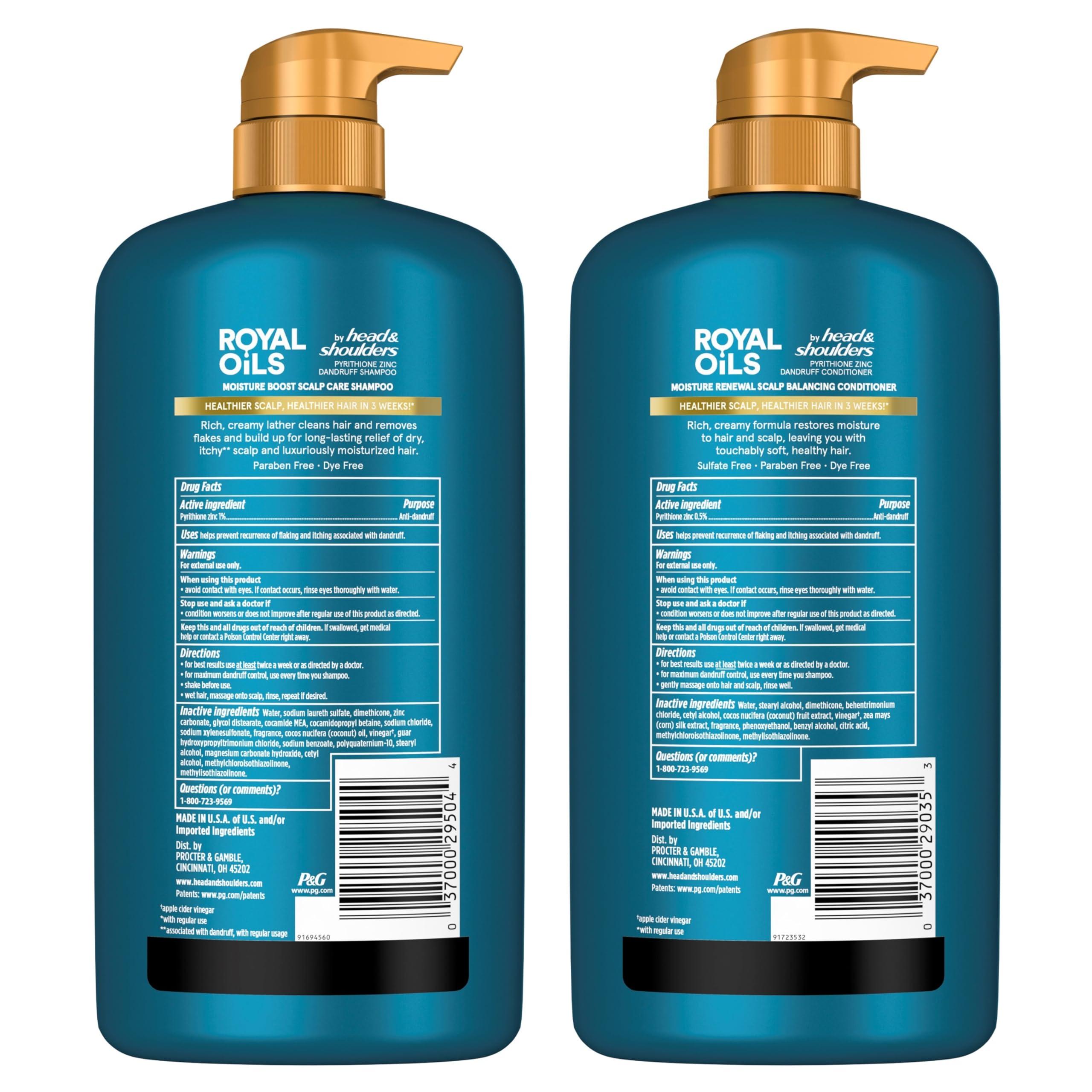Head & Shoulders Head & Shoulders Royal Oils Dandruff Shampoo and Conditioner Set, Coconut Oil & Apple Cider Vinegar, Moisture Renewal, Scalp Relief, Curly & Coily Hair, Anti Dandruff, 31.4 Fl Oz Each, 2 Pack