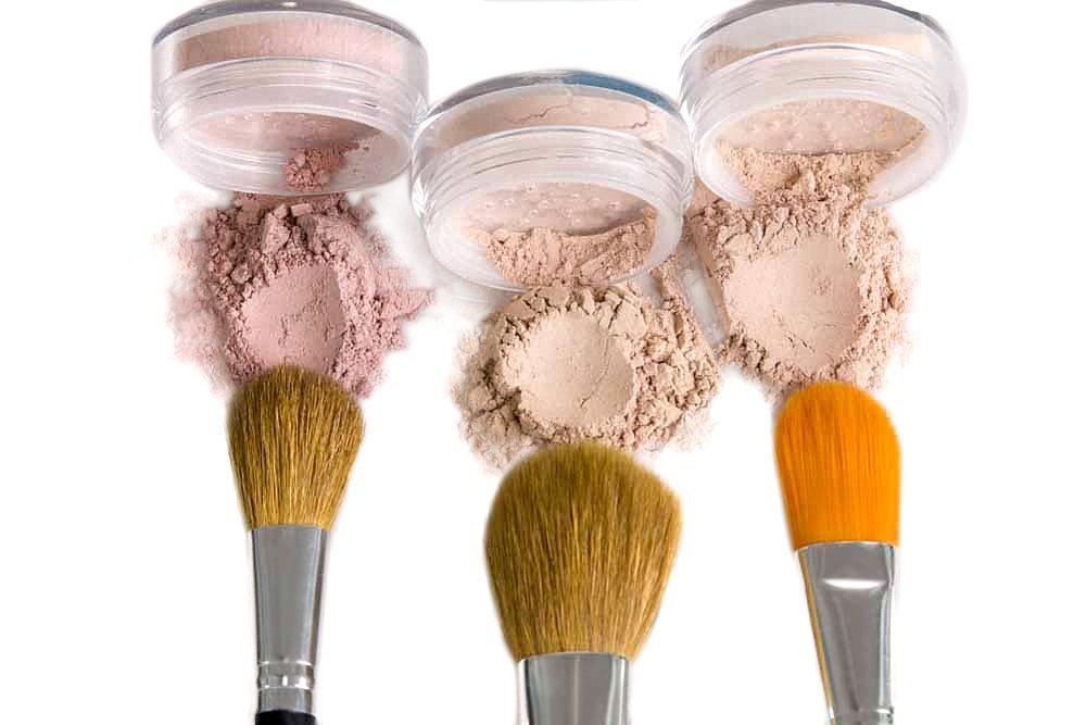 Sweet Face Minerals TRIO WITH BRUSHES (EBONY) Full Size Kit Mineral Makeup Brush Set Foundation Concealer Blush Bare Face Sheer Powder Cover