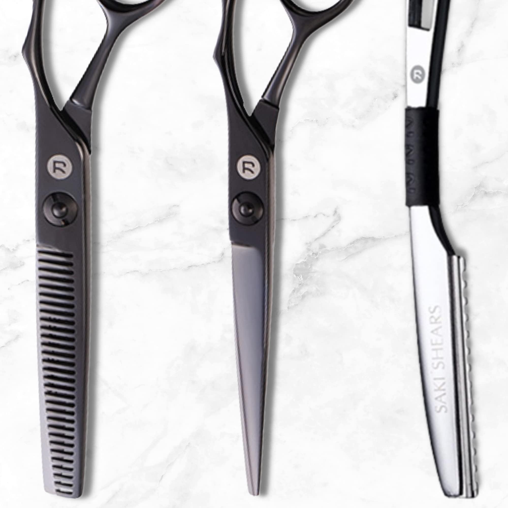 Saki Shears Saki Shears Katana Set of Professional Japanese Hair Shears with Black Finish - 6 Inches - Includes Cutting and Thinning Shears