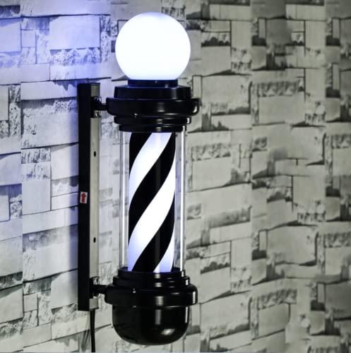 BUNGAA Barber Pole,Barber Pole Light, Vintage Sign Light Stripe Design Roating Salon Wall Hanging Light Lamp for Barber Shop,Black red (Color : Black and White)