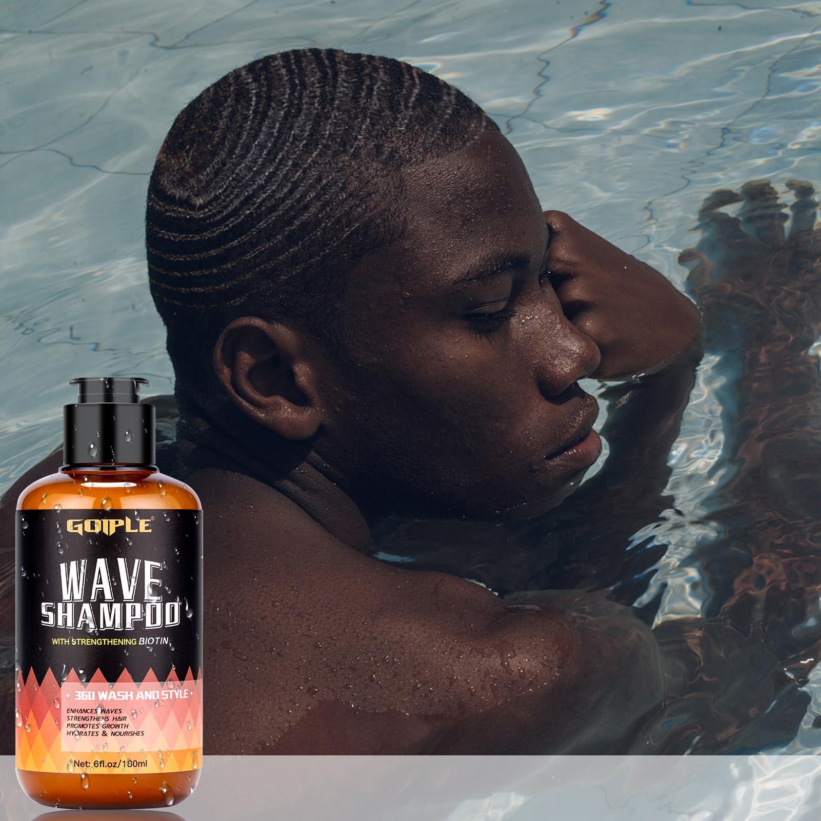Goiple 360 Waves Wash Shampoo -Wave Shampoo for Black Men 360 Wave Shampoo Hydration Shampoo Enhance Waves Shampoo Strenghtens Hair Promote Growth Wave Shampoo Easy Wash Hydrate (6 FL OZ)